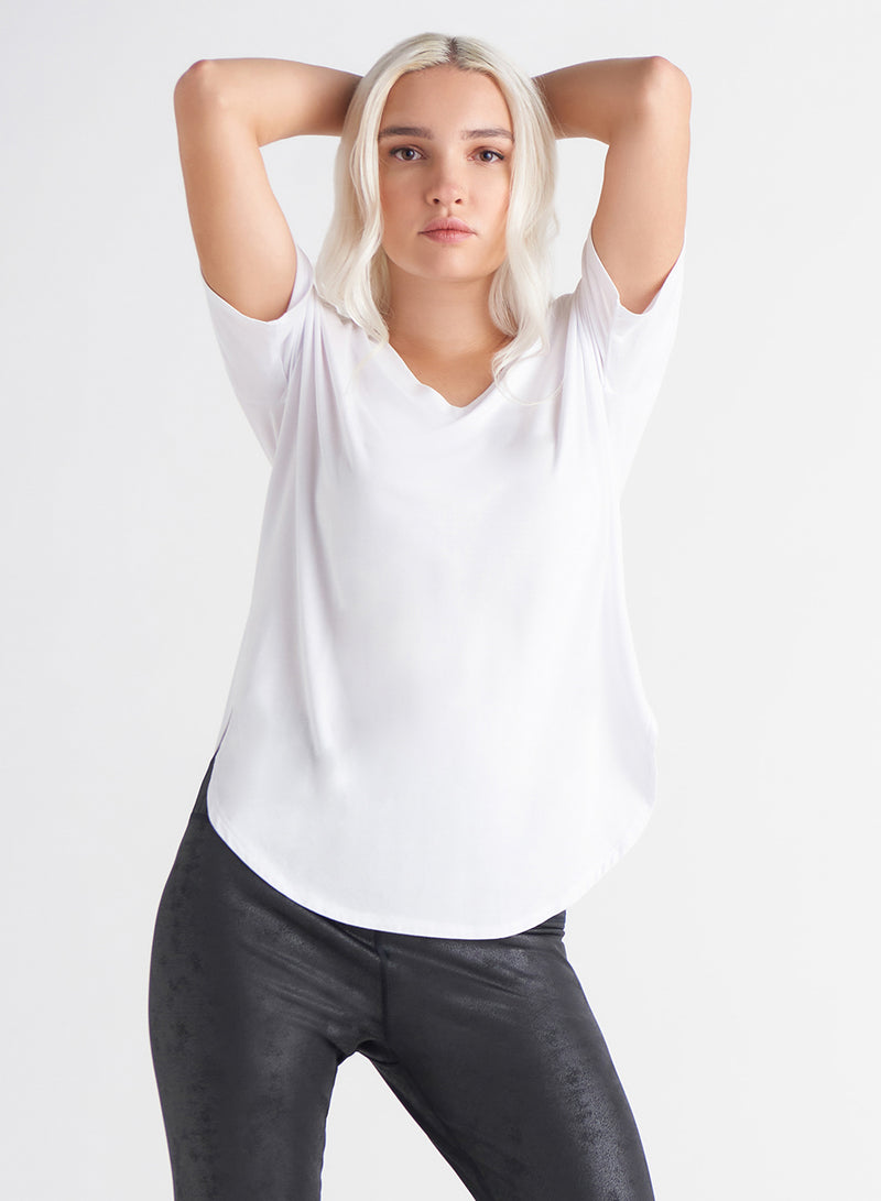 Dex V-Neck Curved Hem T-Shirt – Fashion-Sense-Boutique-Canada