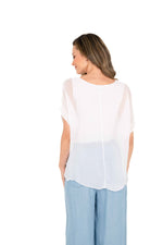 M Silk Short Sleeve Blouse