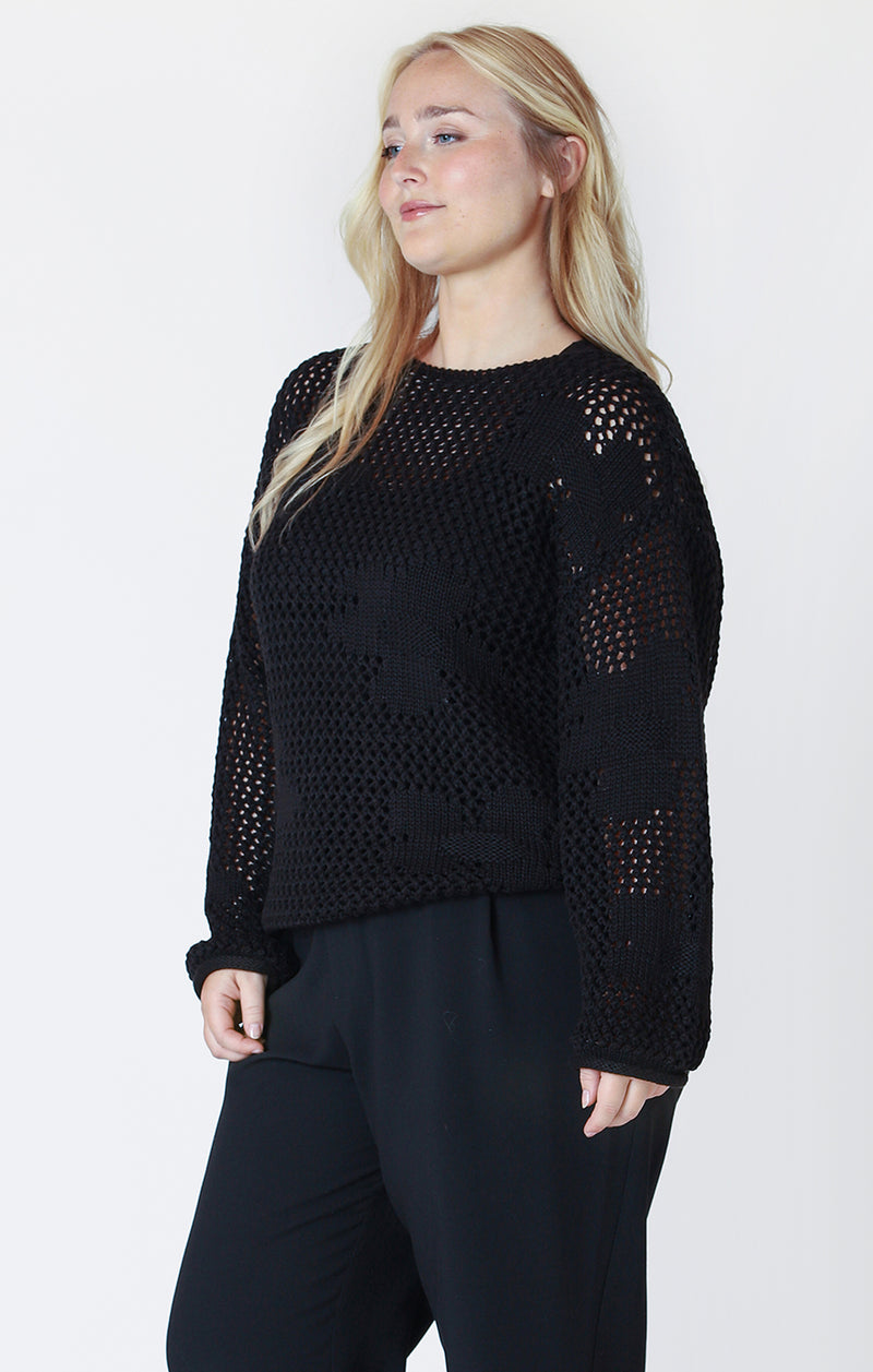 Dex Plus Floral Crochet Sweater