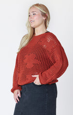 Dex Plus Floral Crochet Sweater