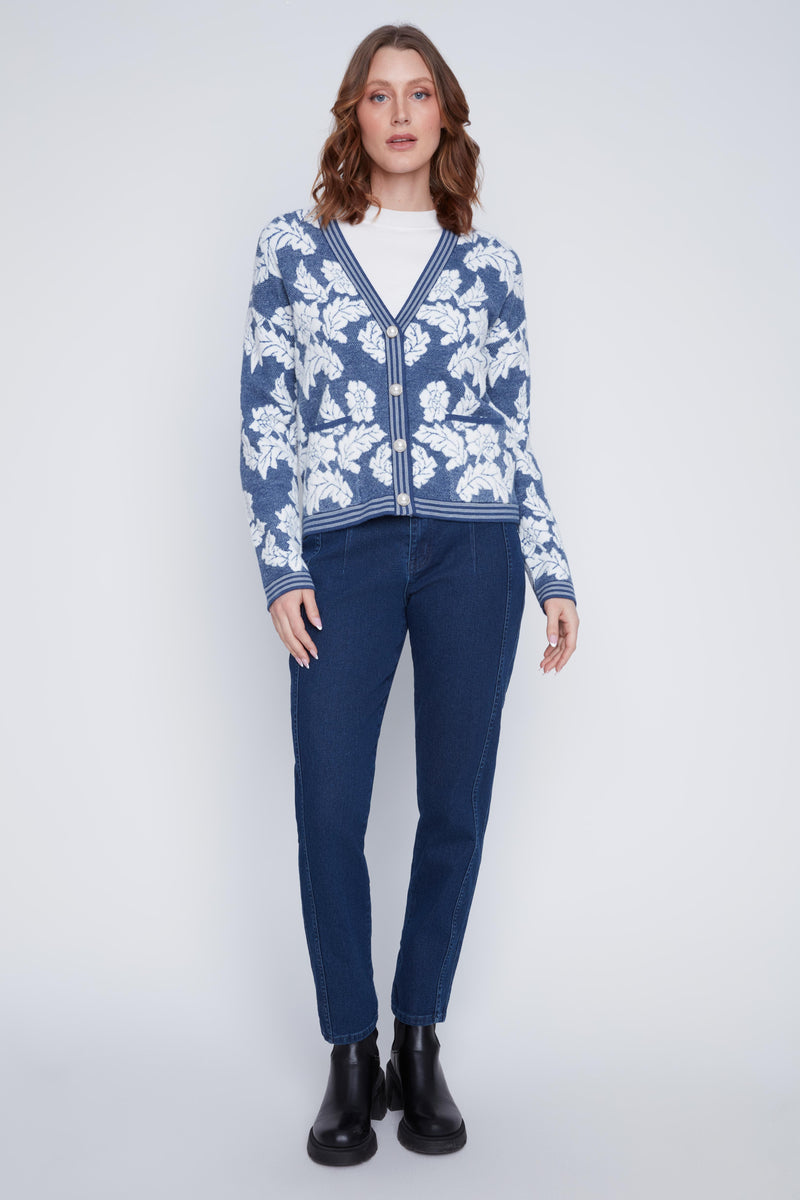 CYC Cardigan w/Leaf Print
