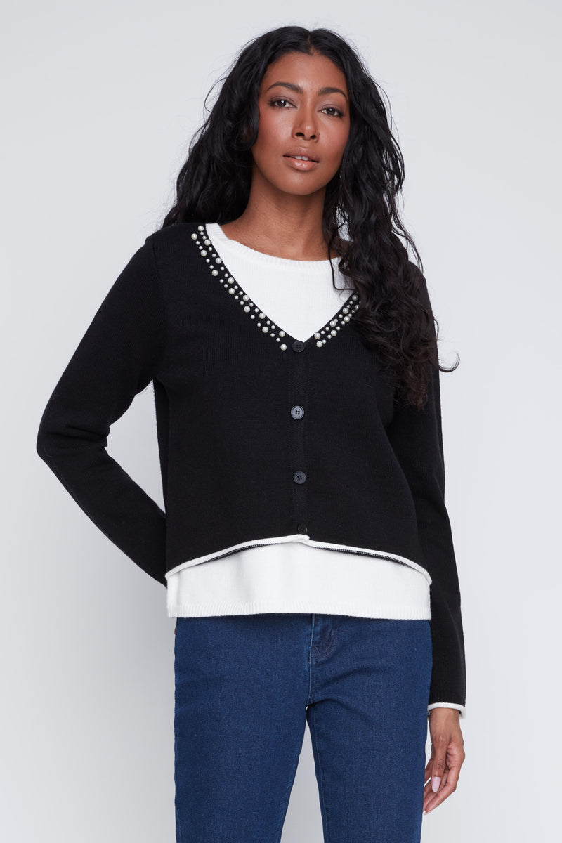 CYC Fooler 2 PC. Sweater Set w/Pearls