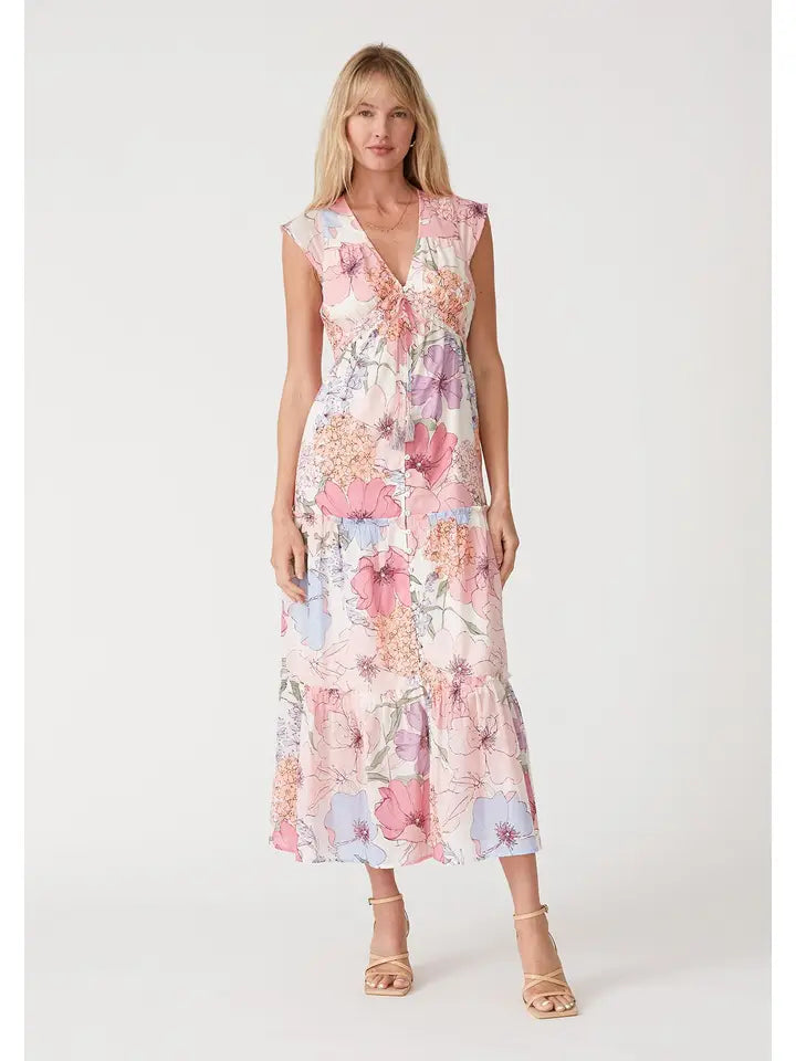 Love Stitch Floral Tiered Maxi Dress