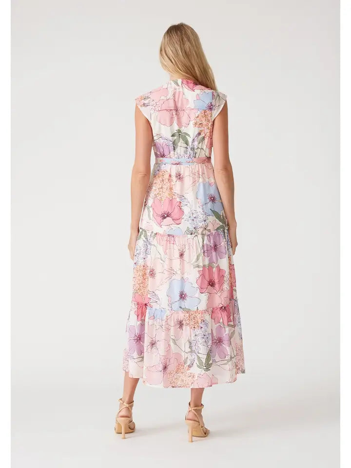 Love Stitch Floral Tiered Maxi Dress