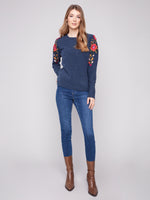Charlie B Embroidered Raglan Sleeve Sweater