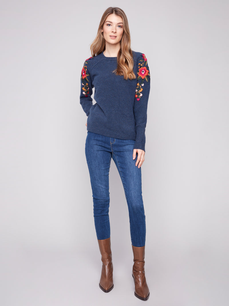 Charlie B Embroidered Raglan Sleeve Sweater
