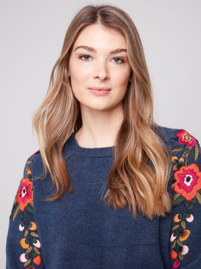 Charlie B Embroidered Raglan Sleeve Sweater