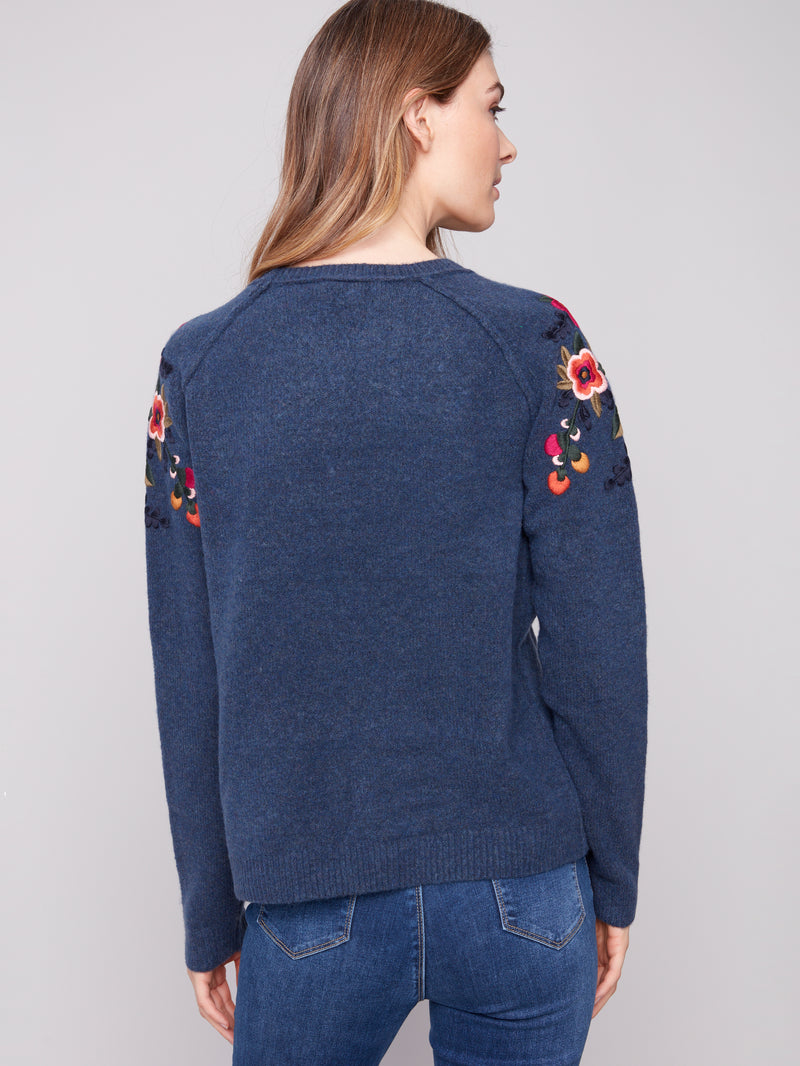 Charlie B Embroidered Raglan Sleeve Sweater