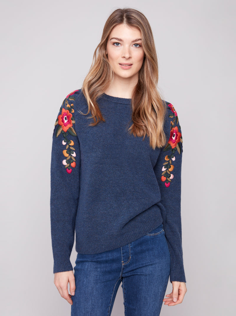 Charlie B Embroidered Raglan Sleeve Sweater