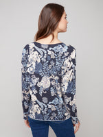 Charlie B Printed V-Neck Sweater