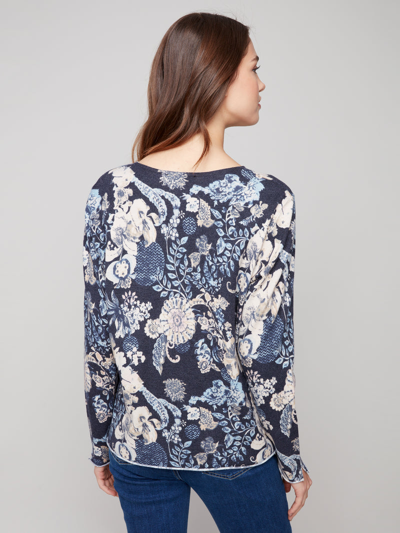 Charlie B Printed V-Neck Sweater