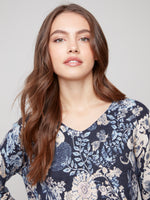 Charlie B Printed V-Neck Sweater