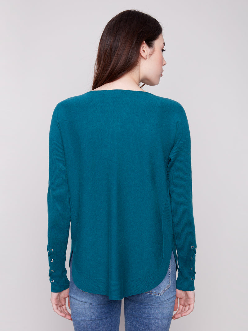Charlie B Sweater w/Lacing on the Sleeve