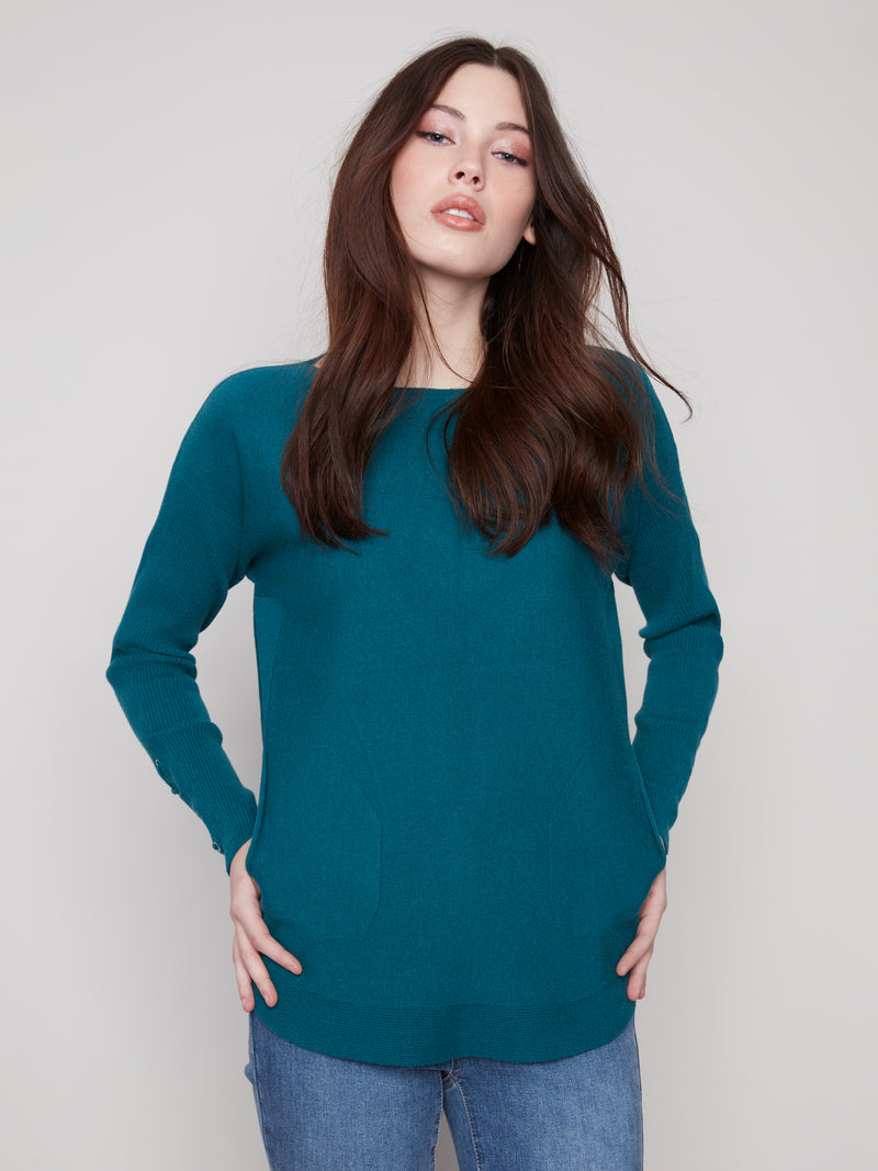 Charlie B Sweater w/Lacing on the Sleeve