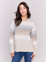 Charlie B Striped Sweater w/Side Buttons