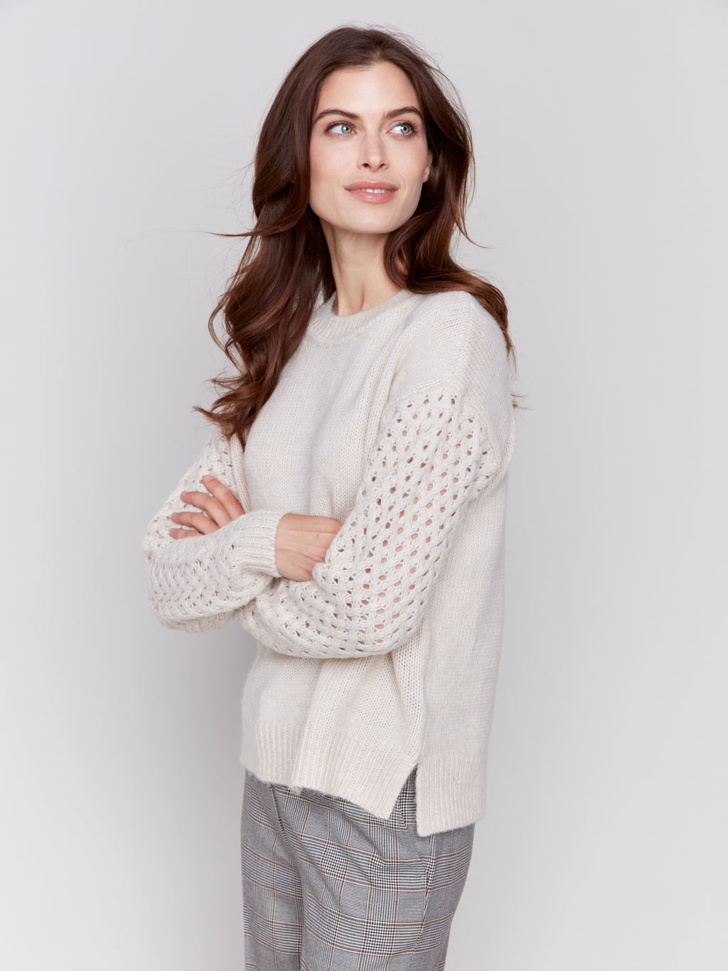 Charlie B Sweater w/Open Stitch Knit Sweater