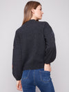 Charlie B Mock Neck Sweater w/Floral Embroidery