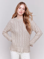 Charlie B Foiled Cable Knit Sweater