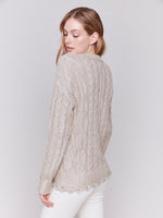 Charlie B Foiled Cable Knit Sweater