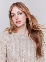 Charlie B Foiled Cable Knit Sweater