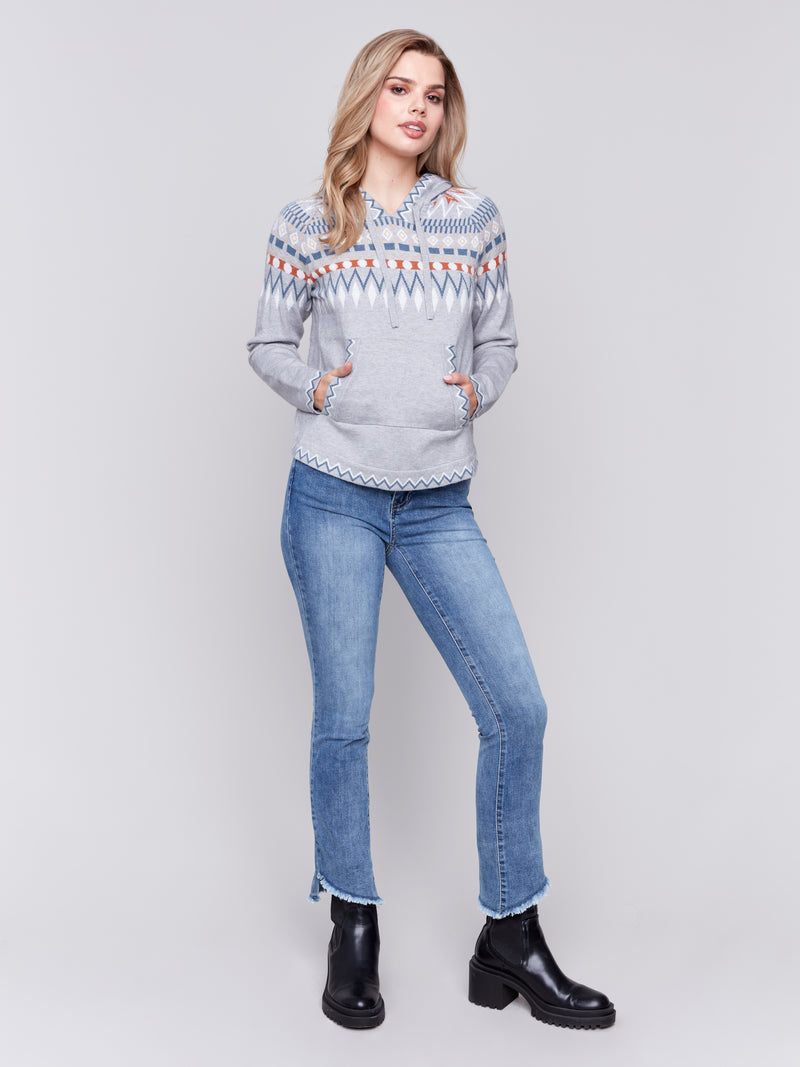 Charlie B Ski Pattern Hooded Sweater