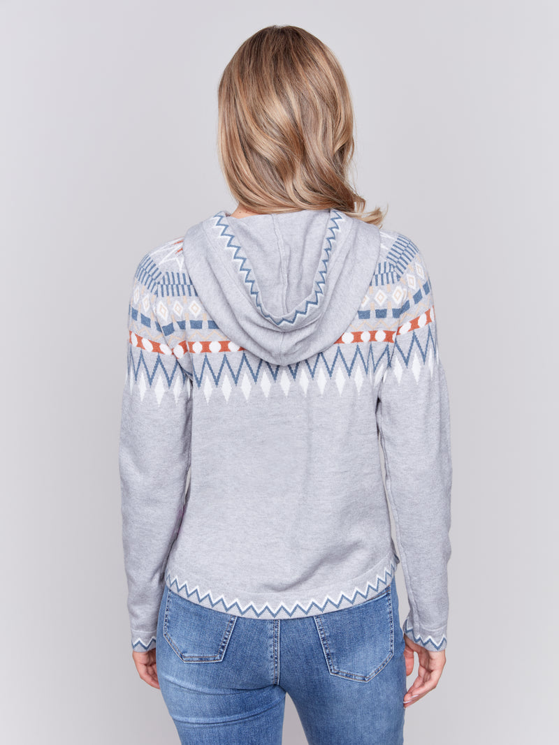 Charlie B Ski Pattern Hooded Sweater