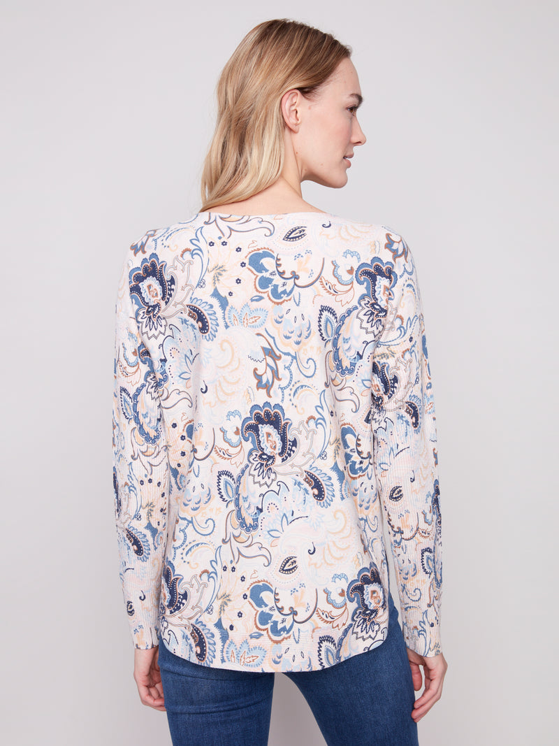 Charlie B Printed Round Hem Sweater