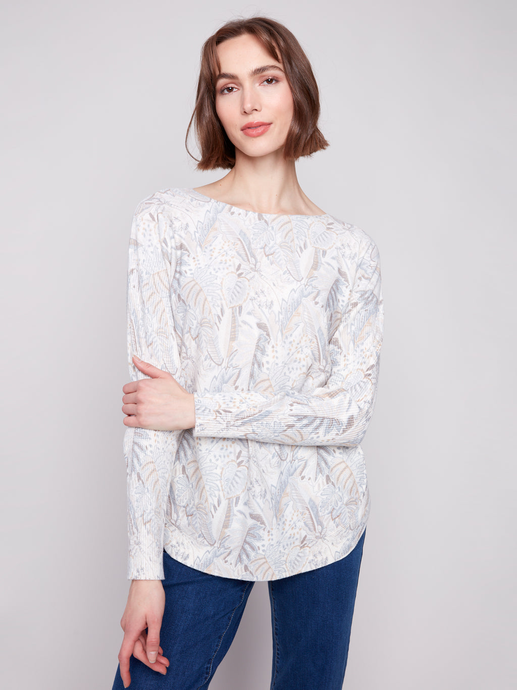 Charlie B Printed Round Hem Sweater
