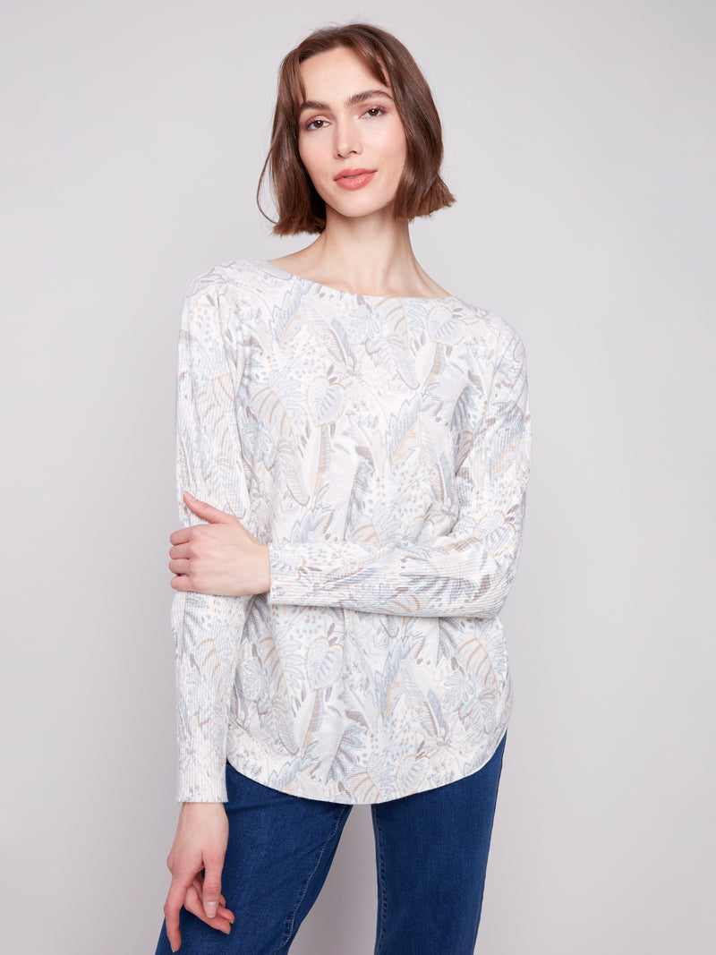 Charlie B Printed Round Hem Sweater