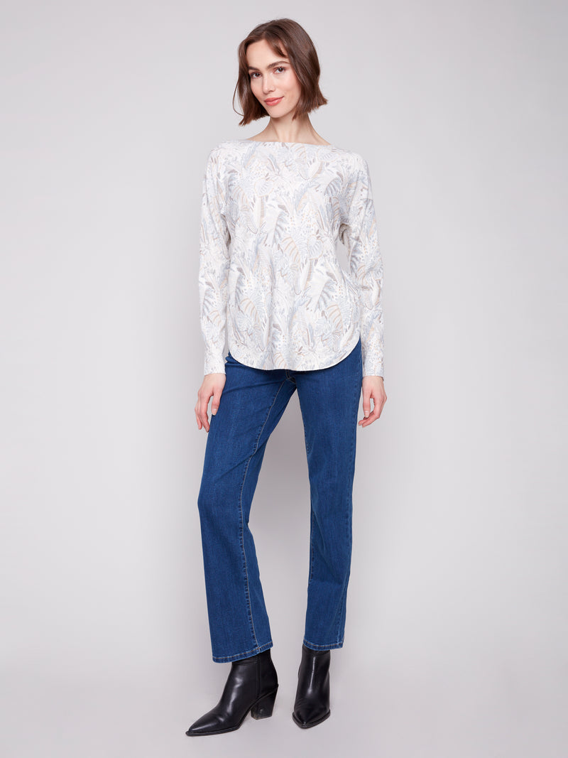 Charlie B Printed Round Hem Sweater