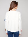 Charlie B Plush Sweater w/Boucle Flowers