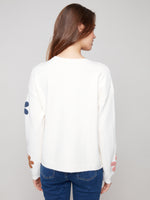 Charlie B Plush Sweater w/Boucle Flowers
