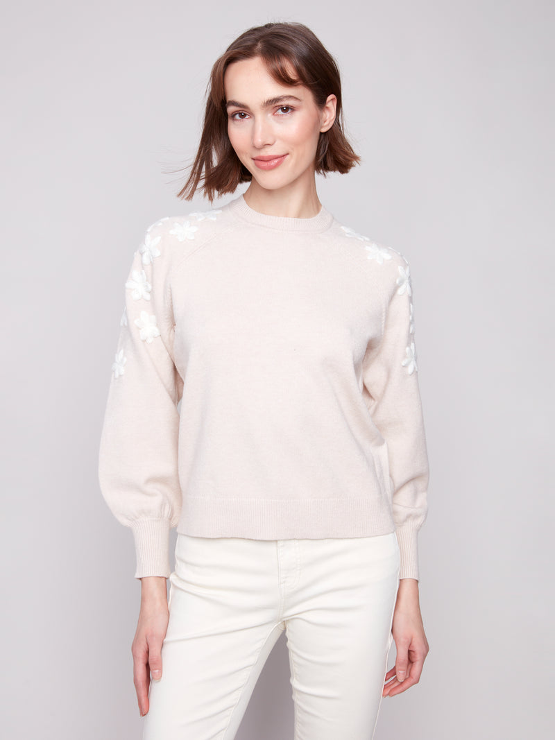 Charlie B Sweater w/Embroidered Flowers