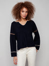 Charlie B Notched Soutache Sweater
