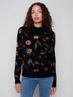 Charlie B Embroidered Mock Neck Sweater