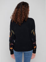 Charlie B Embroidered Mock Neck Sweater