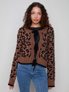 Charlie B Bow Tie Front Leopard Cardigan