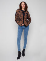 Charlie B Bow Tie Front Leopard Cardigan