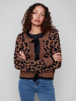 Charlie B Bow Tie Front Leopard Cardigan