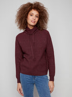 Charlie B Textured Small Cowl Neck Sweater