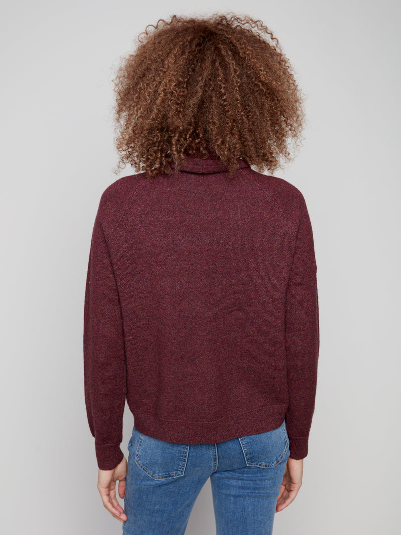 Charlie B Textured Small Cowl Neck Sweater