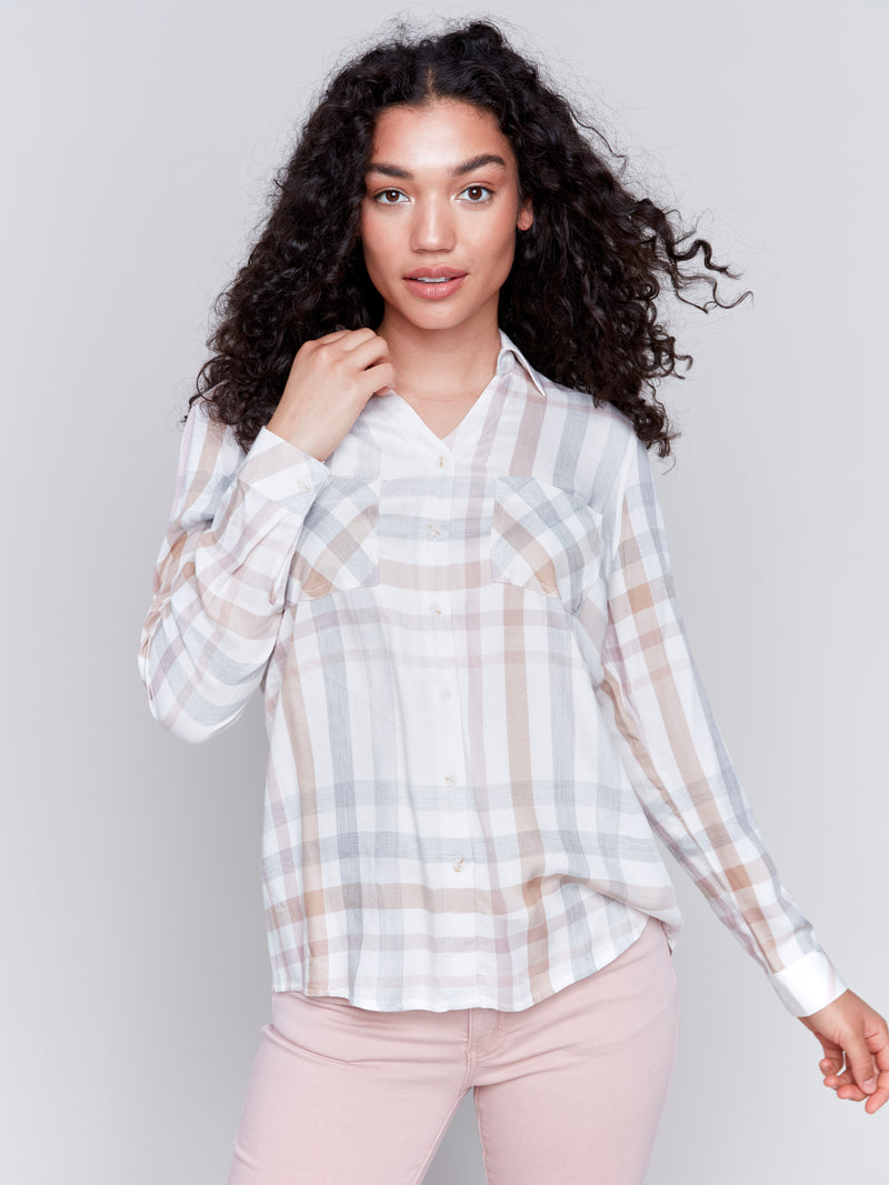 Charlie B Soft Plaid Blouse