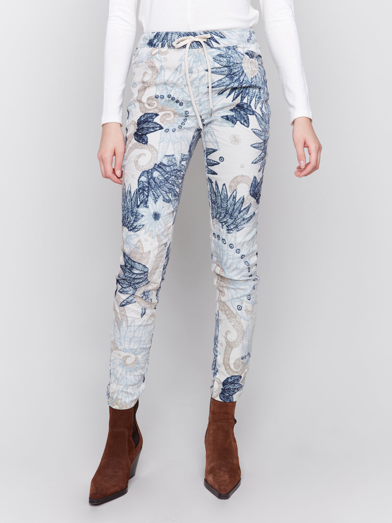 Charlie B Crinkle Printed Pants