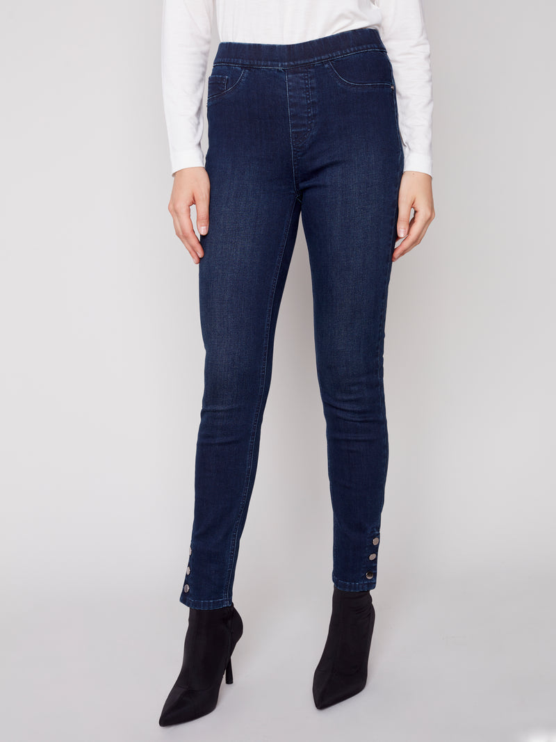 Charlie B Pull-on Jeans w/ Ankle Snaps