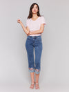 Charlie B Cropped Jeans w/Embroidery