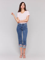 Charlie B Cropped Jeans w/Embroidery