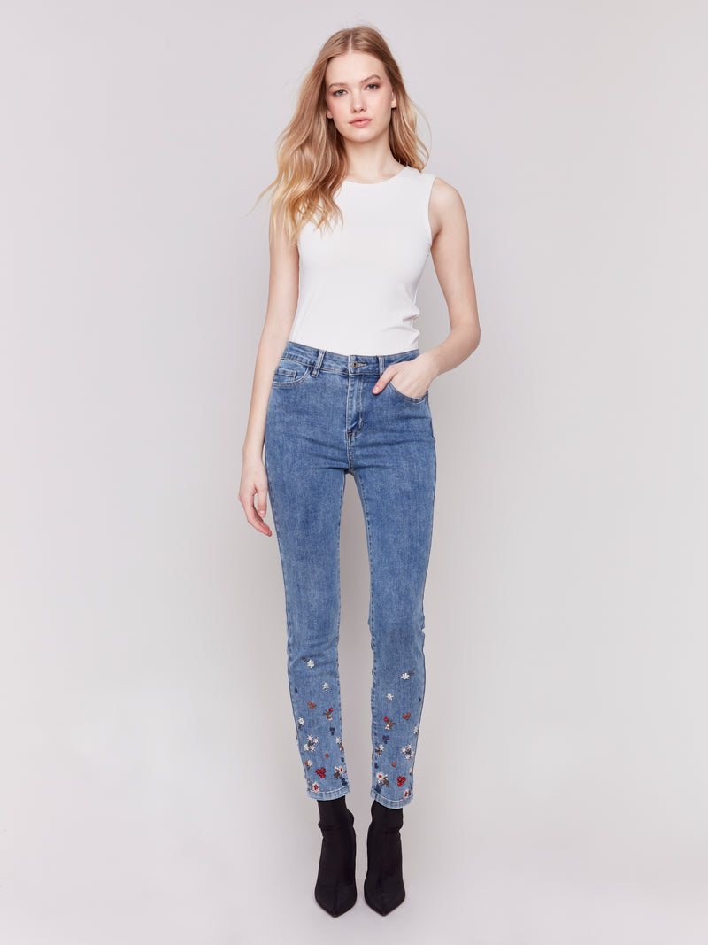 Charlie B Jeans w/ Embroidery and Pearls