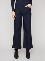 Charlie B Cropped Wide Leg Twill Pants