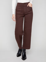 Charlie B Cropped Wide Leg Twill Pants