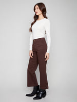 Charlie B Cropped Wide Leg Twill Pants